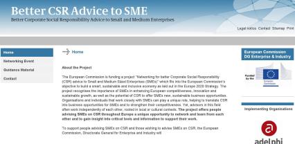 "Better CSR Advice to SMEs" website Image of Website "Better CSR Advice to SMEs"